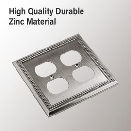 Henne Bery Sunken Pearls Decorative Wall Plate Switch Plate Outlet Cover (Double Duplex, Heirloom Silver)