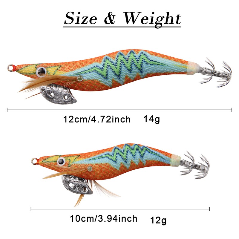 Fishing Squid Lures Kit 10pcs Luminous Squid Jig Shrimp Lure