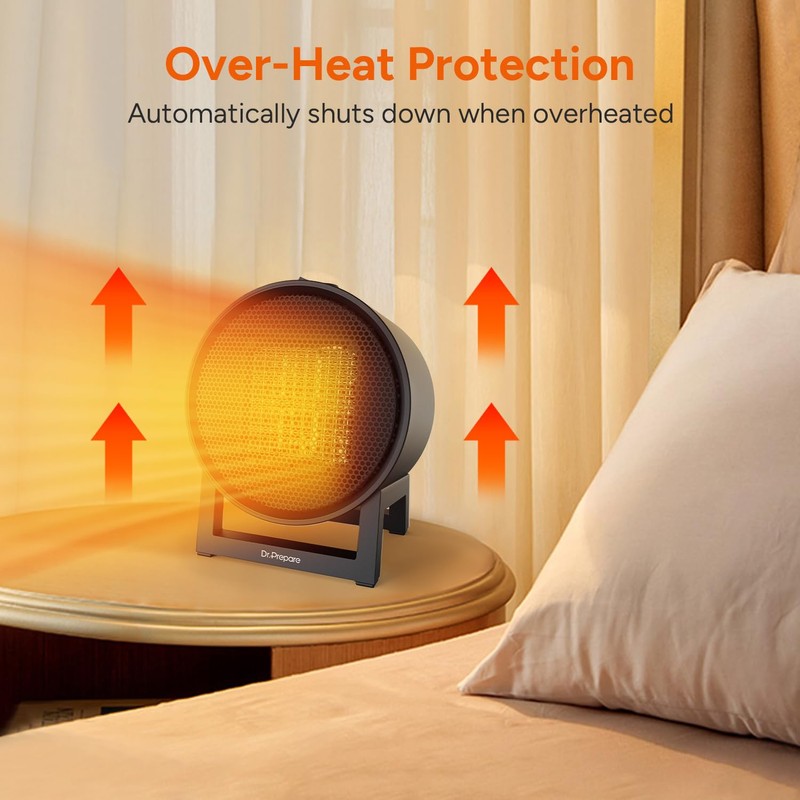 Dr.Prepare Small Space Heater for Indoor Use, 600W Electric Ceramic