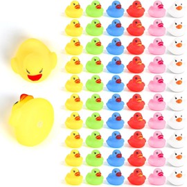 SULOLI 50PCS Mini Rubber Ducks Bath Toy Paddling Pool Game Summer Water Fun Toys for Kids