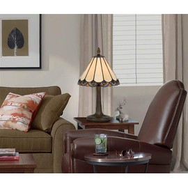 Cal Lighting BO-2382AC Tiffany Accent Lamp with Zinc Cast Base, 40-watt, Antique Brass