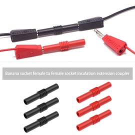 EMSea 10pcs Insulated 4mm Banana Female to Female Jack Socket Connector Adapter Coupler for 4mm Banana Extension Electrical Testing Black&Red