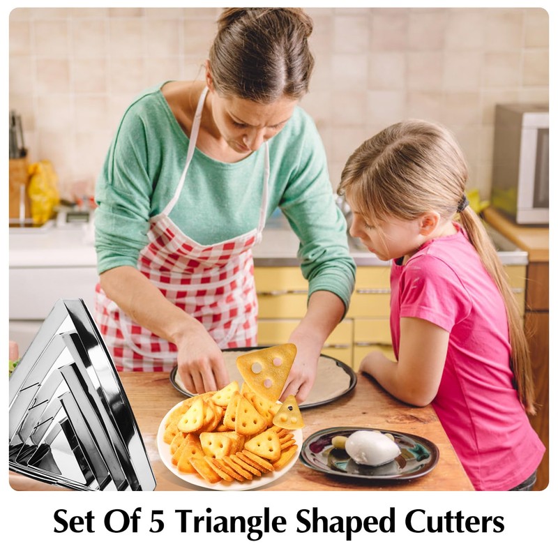 SK Triangle Shape Cookie Cutter Set, Stainless Steel, 5-Piece, Small(2.7in)