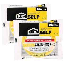 Nitoms PROSELF A9019 Handy Cut Multi-Purpose Strong Double Sided Tape, Translucent, 0.6 inches (15 mm) Wide x 32.8 ft (10 m) Length, Set of 2, Made in Japan, Thin, Velcro Hook, Made in Japan