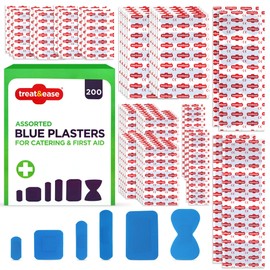 200pk Assorted Blue Plasters Waterproof Catering | First Aid Plasters | Assorted Plasters For First Aid Kit | Sterile With Strong Adhesion Blue Detectable Catering Plaster Flexible Safety Aid Plaster