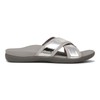 Vionic Merced Womens Cross Strap Slide Orthotic Sanda Silver -