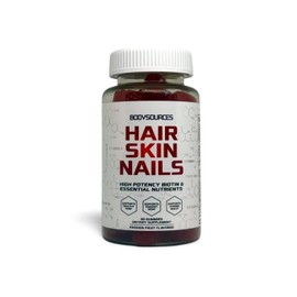 BODYSOURCES - Hair Skin Nails Nutrition Gummies, High Potency 6000mcg Biotin & Essential Nutrients, 60 Gummies, Passion Fruit Flavor