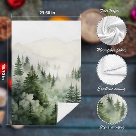 Nipil Mountain Forest Green Kitchen Towels Set of 2,Forest Bathroom Decorative Hand Towels,Farmhouse Kitchen Decor,16x24 Inch