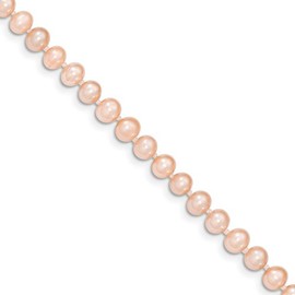 14K Yellow Gold 5-6mm Pink Near Round Freshwater Cultured Pearl Bracelet