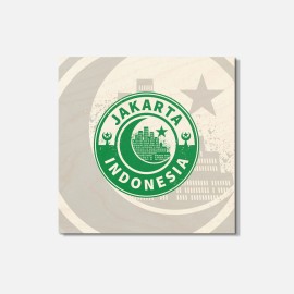 Unbranded Jakarta Indonesia Travel 4'' X 4'' Square Wooden Coaster
