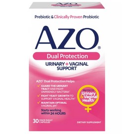 AZO Dual Protection Urinary Vaginal Support Probiotic 30 Capsules Exp 07/2026+