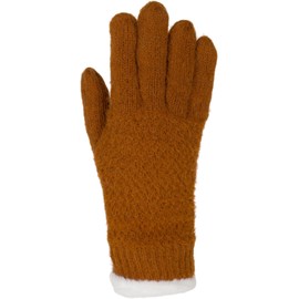 styleBREAKER 09010040 Women's Warm Winter Gloves with Rice Grain Pattern and Fleece, Thermal Knitted Gloves, Finger Gloves, Cognac