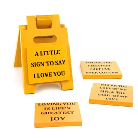 JULEASEL I Love You Gift for Him, Mini I Love You Desk Decor Sign, Cute Little Love Gifts for Boyfriend Girlfriend Husband and Wife, Romantic Gifts for Valentines Day, Birthday, Christmas and More!