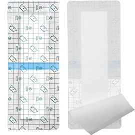 Waterproof Wound Adhesive Bandage Shower Cover Island Dressing Bordered Gauze with Non-Stick Pad for Knee Hip Replacement Arm Leg Incision Post Back Abdomen Sacrum Disc Spinal Surgery 4"x14" 14 Pack