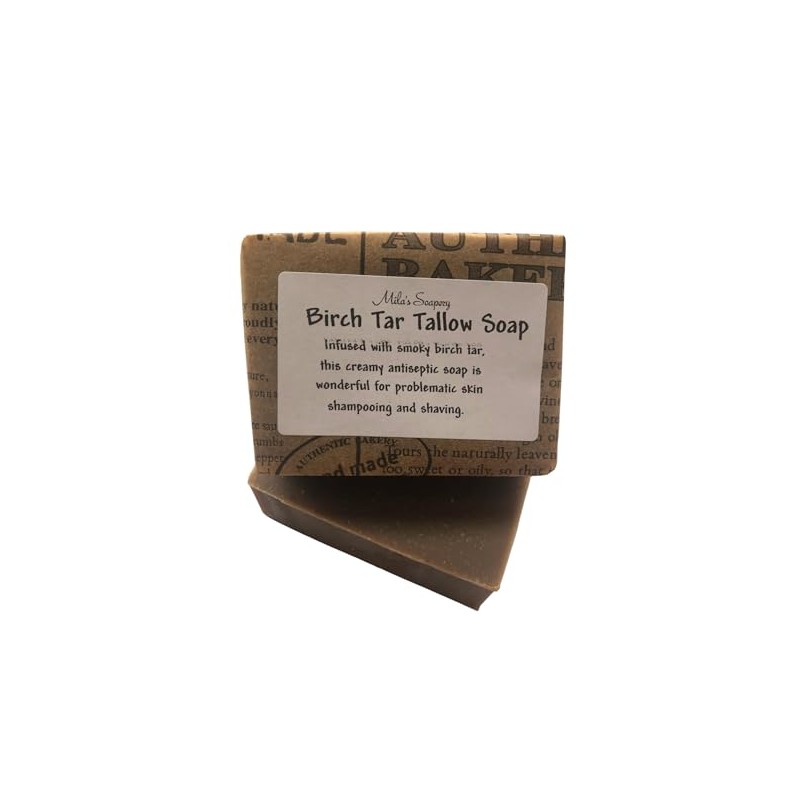 Birch Tar Tallow Soap/Shaving Soap/Shampoo soap/Problematic Skin Soap/Handmade/Beef Tallow Soap/body