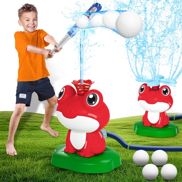 KIZJORYA 2-in-1 Water Sprinkler Baseball Toy for Kids Outdoor Play,