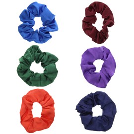 Zac's Alter Ego Set of 6 Luxurious Assorted Satin Extra Large Hair Scrunchies/Hairbands/Ponytail Holders