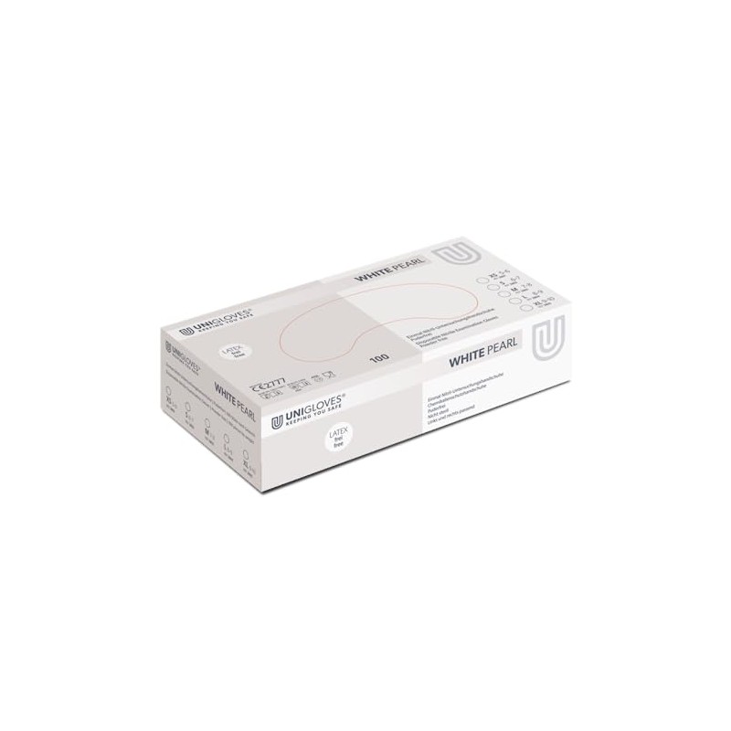 UNIGLOVES - White Pearl® White Custom-Fit Disposable Nitrile Gloves, Food-Safe,