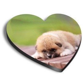 1 x Heart MDF Magnets - Red Japanese Akita Inu Puppy Dog 12661