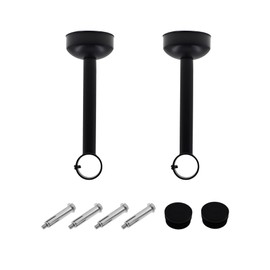 Curtain Rod Ceiling-Mount Bracket,Stainless Steel Ceiling-Mount Rod Holder,TTZEZE Heavy Duty Curtain Rod Holder,Shower Curtain Hanging Rod Supports Sockets (Black, H:20cm/7.87'' ID:2.6cm/1'' 2PCS)