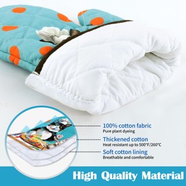 Arquiel Cute Cat Oven Mitts and Pot Holders Sets 4Pcs, 100% Cotton Heat Resistant, Extra Long Oven Gloves Potholder for Kitchen Cooking Baking Decoration