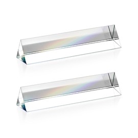 QWORK 6-Inch Triangular Prism Set (2-Pack) for Photography, Science Experiments, and Decorations - Optical Glass, Crystal Clear with Rainbow Color Effects - Versatile and Educational