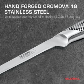 Global 8 inch Flexible Swedish Fillet Knife - Lightweight Japanese Stainless Steel, Razor-Sharp Edge, Made in Japan, G-30
