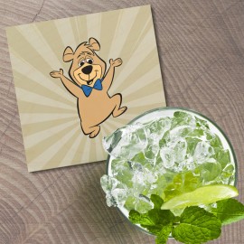 Unbranded Yogi Bear Cartoon Boo Boo 4'' X 4'' Square Wooden Coaster