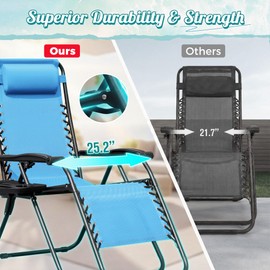 Homall Zero Gravity Chair Adjustable Folding Lawn Lounge Chairs Outdoor Lounge Gravity Chair Camp Reclining Chair with Pillows for Poolside Backyard and Beach Set of 2 (Sky Blue)