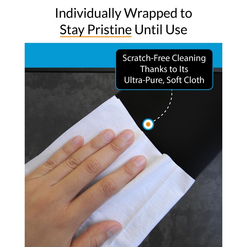 iCloth XL Screen Cleaning Wipes, Lint-Free and Streak-Free, Fast-Drying, Removes