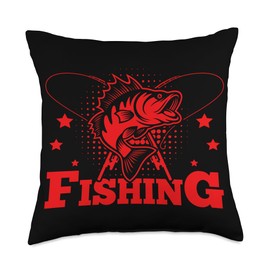 Angler, Fischer, Angel Fish Fish Outifts And Gifts Angel, Angler Fisherman Outfit Bass Fishing Throw Pillow, 18x18, Multicolor