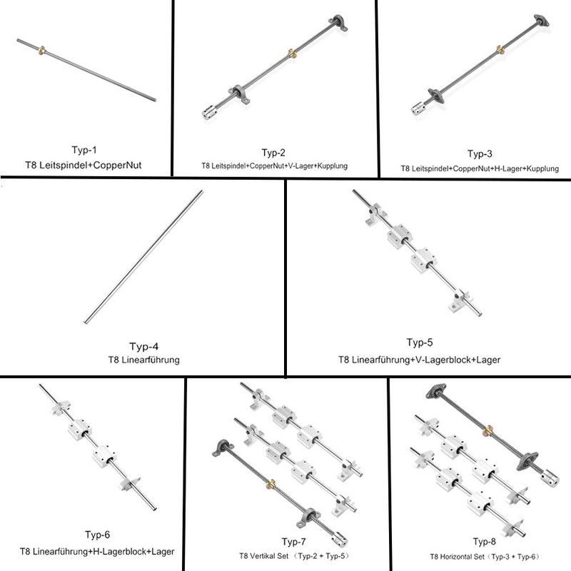 S SIENOC 100 mm - 1,000 mm 3D-Printer T8 Set