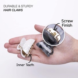 Basic Sense Shiny Small Hair Claws, Sparkling Rhinestone Clamps Non Slip Grip, A pack of 6pcs, Black & Silver Assortment