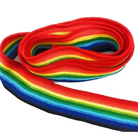Rainbow Ribbon - Knit Polyester Ribbon Trim - Rainbow Stripes Fold Over 5 Yds x 1''- Candy Stripe Ribbon