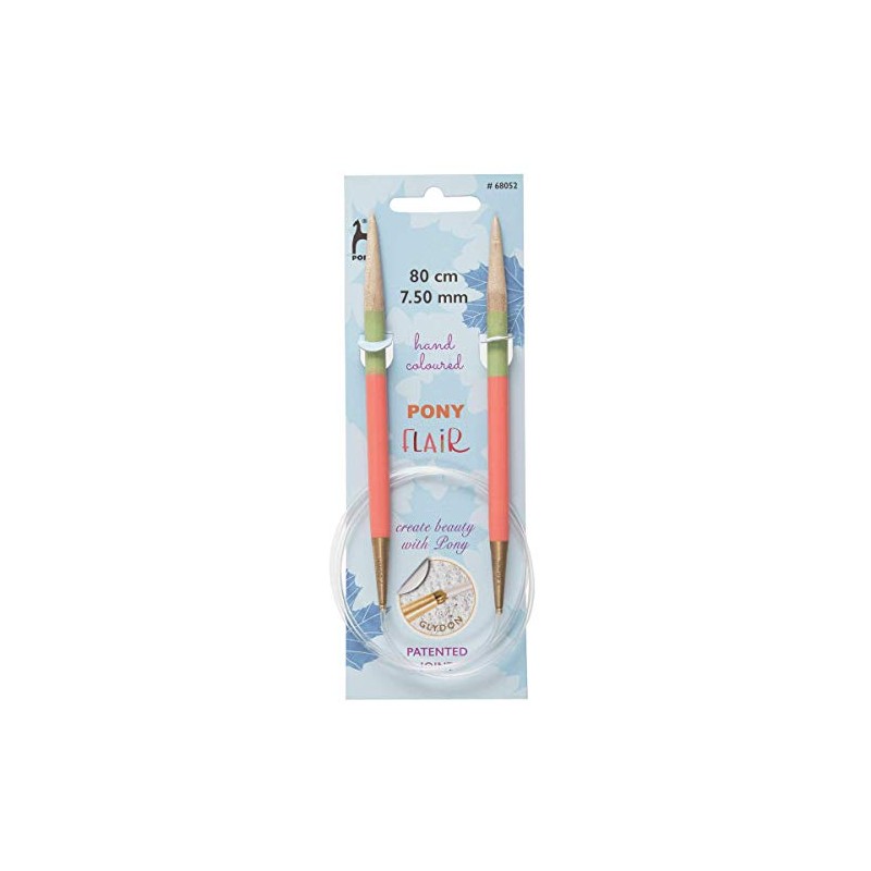 Pony Flair Hand Colored Fixed Circular Knitting Needles - 80CM