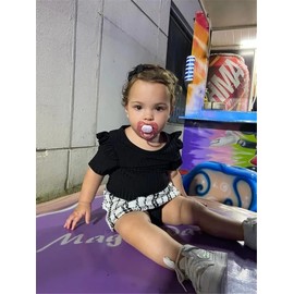 Infant Baby Girls Summer Dress Ruffle Short Sleeve Black Tops A-line Plaid Skirt Headband 3pcs Outfits Set 12-18 Months