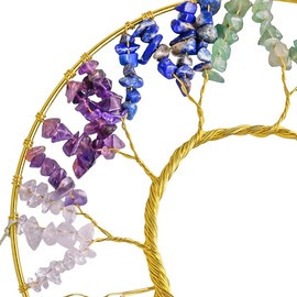 mookaitedecor 7 Chakra Crystal Tree of Life with Agate Slices Wind Chimes, Wall Hanging Ornaments Window Home Decor 28-30 Inch