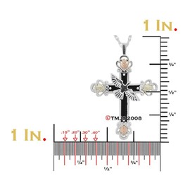 Antiqued Dove Cross Pendant Necklace, Sterling Silver, 12k Rose and Green Black Hills Gold 18 and 24 Inches