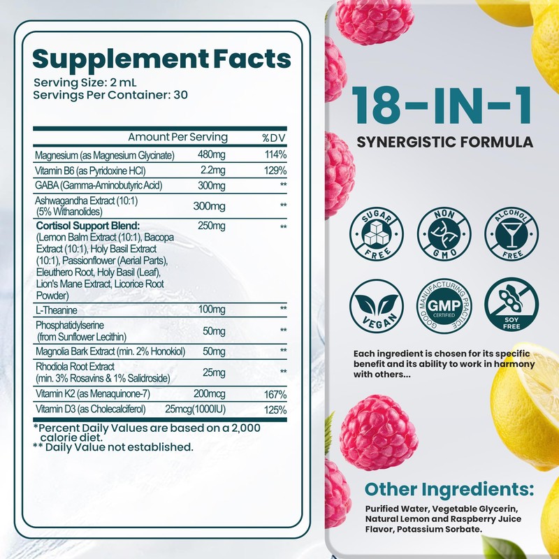 Cortisol Supplements for Women & Men, 18 in 1 Stress