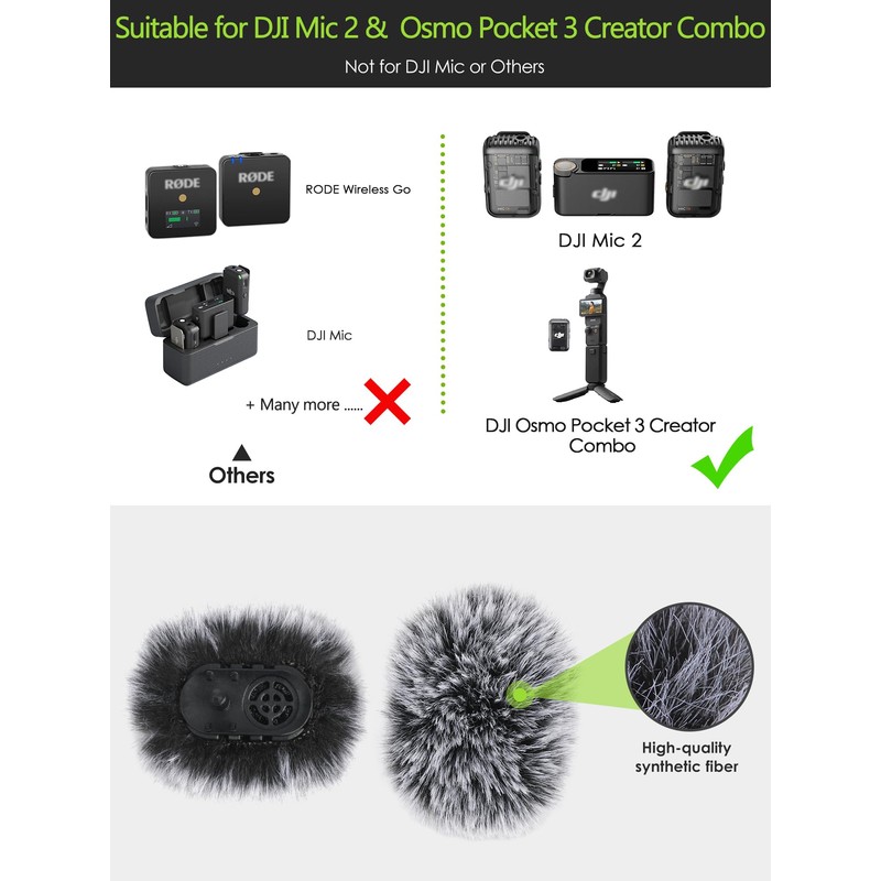 YOUSHARES Furry Pop Filter Compatible with DJI MIC 2/OSMO POCKET