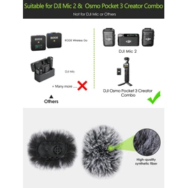 YOUSHARES Furry Pop Filter Compatible with DJI MIC 2/OSMO POCKET 3(Not for DJI MIC 1), Windscreen Wind Muff Cover Reduce Plosive Sounds and Wind Noise (2 Pack)
