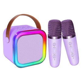 Mini Karaoke Machine for Kids Adults, UZSOMX Portable Bluetooth Speakers and 2 Wireless Microphones Song Toys with LED Light, Chritmas Birthday Toys Gifts for Girls Boys Toddler Teens (Purple 2 Mic)