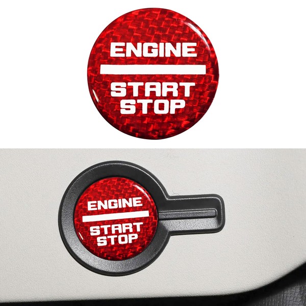 QianBao Compatible with Start Stop Button Cover Carbon Fiber Keyless