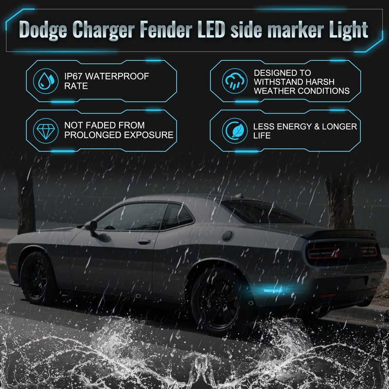 POPMOTORZ Ice Blue LED Side Marker Lights Assembly Compatible With