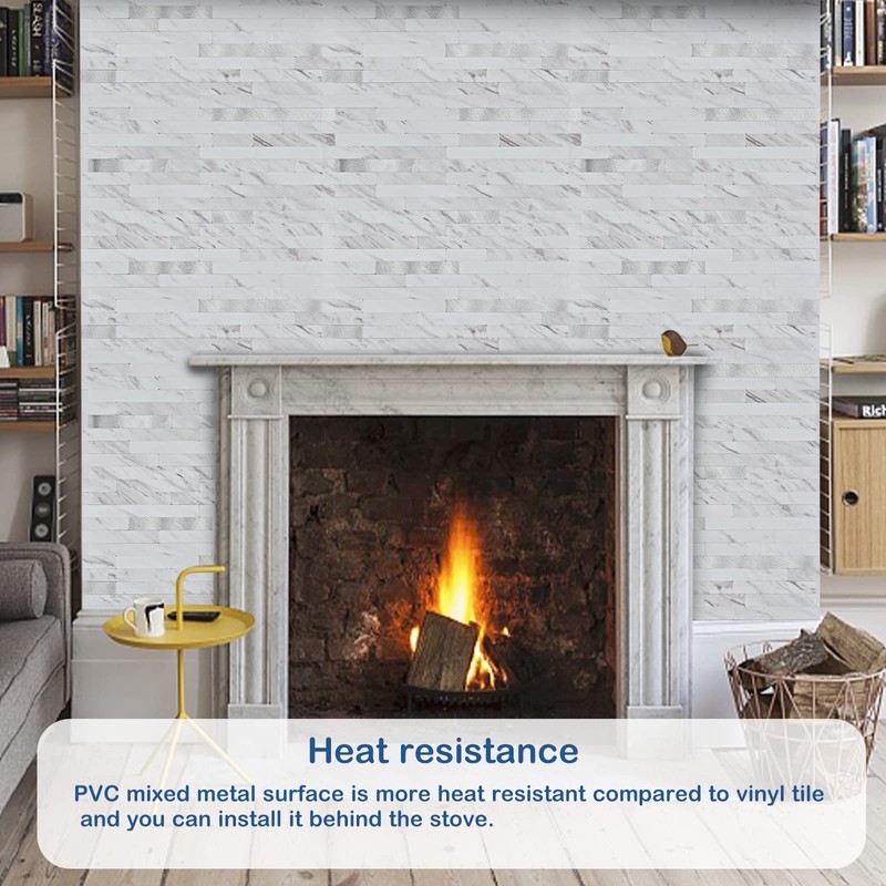 Midcard 10 Sheets Peel and Stick Backsplash PVC Wall Tile,for