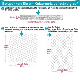 NieKilig Cat Net for Balcony, 8 x 3 m Cat Grid Window, No Drilling, Transparent Cat Protection Net for Cats to Secure Balconies, Patios, Windows, Roof Hatches, Doors