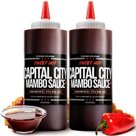 Capital City Mambo Sauce Sweet Hot, Washington DC Wing Sauces, Perfect Condiment for Wings Chicken Pork Beef Seafood Burgers Rice or Noodles, 12oz (2 Pack)