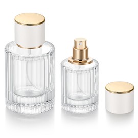 Jxcmeng 2 Pack 30ml 50ml Empty Perfume Spray Bottles, Refillable Fine Mist Atomizer Portable Travel Cologne Atomizers Fragrance Containers Sprayer for Perfume(50ML White cap and 30ML White cap)