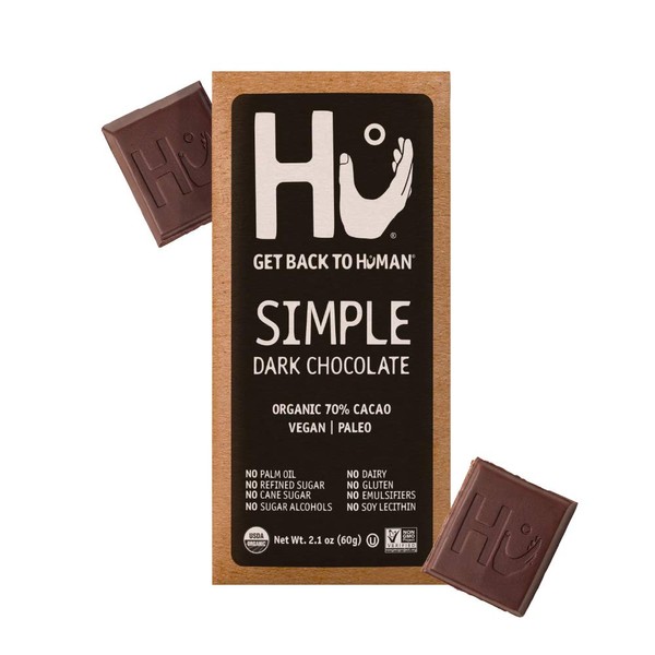 Hu Chocolate Bars | 8 Pack Simple Chocolate | Natural Organic Vegan, Gluten Free, Paleo, Non GMO, Fair Trade Dark Chocolate | 2.1oz Each