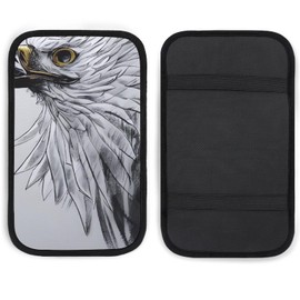 Sketching an Eagle Center Console Cover Arm Rest Cover, Car Armrest Box Pad with Pocket Tissue Box Hole Auto Armrest Cover Cushion for Car Vehicle Truck